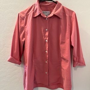 David Brooks button up blouse Size 8 Coral color collared